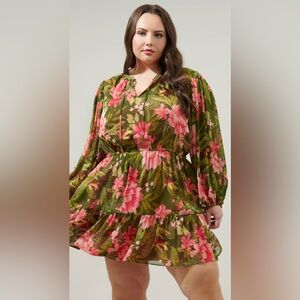 New Sugarlips  Elegant Floral Long Sleeve mini Dress varies  2/3X 🌸🌹🌹🌺 BB